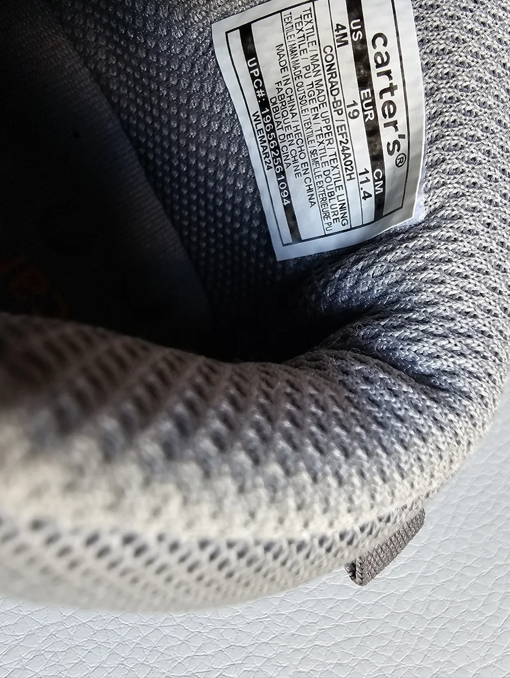 Carter's Navy and Gray Toddler Sneakers with Orange Accents
